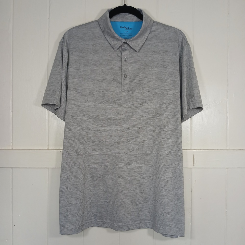 Birdie Bound Polo Shirt Mens Large Grey Performance Heathered Stretch